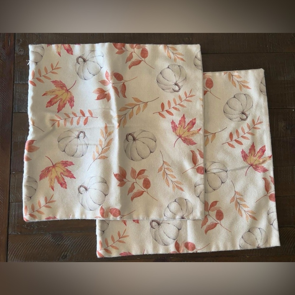 Autumn Pumpkin and Leaf Print throw pillow covers